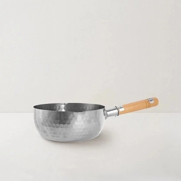 [Made In Japan] Traditional Japanese Yukihira Saucepan Stainless Steel Cooking Pot w/ Wooden Handle - 7"/8" [5-7 Days U.S. Shipping]