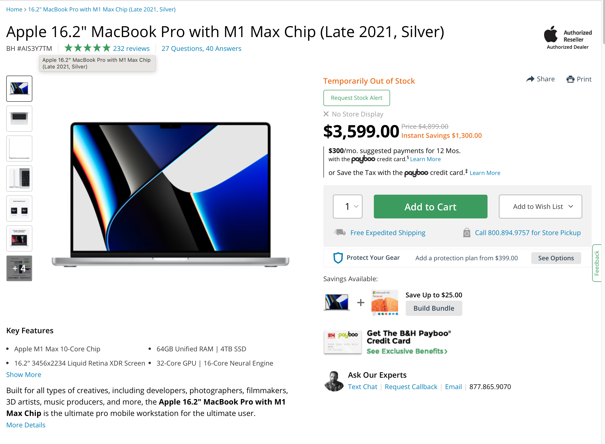 Apple 16寸 MacBook Pro with M1 Max (32核GPU) 64GB 4TB