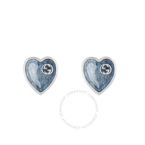 Interlocking G Light Blue Heart Earrings