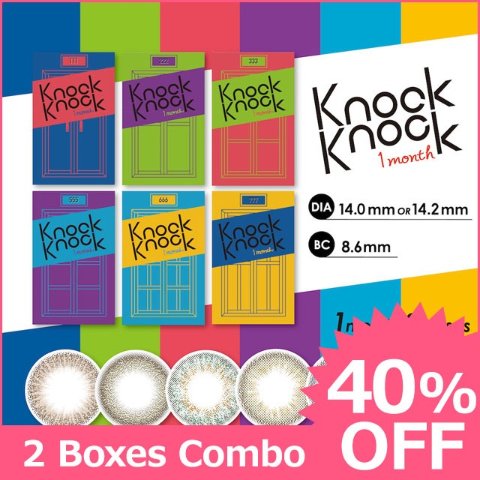 【2 Boxes Combo】Knock Knock 1month 2-box set[2 lenses / 1Box] / 1Month Disposable Colored Contact Lenses<!--ノックノック マンスリー 2箱セット(1箱2枚入) □Contact Lenses□-->