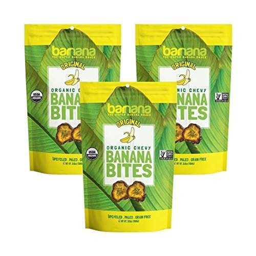 Organic Chewy Banana Bites - Original - 3.5 Ounce, 3 Pack Bites - Delicious Potassium Rich Banana Snacks - Lunch Dinner Sports Hiking Natural Snack - Whole 30, Paleo, Vegan, Packaging May Vary
