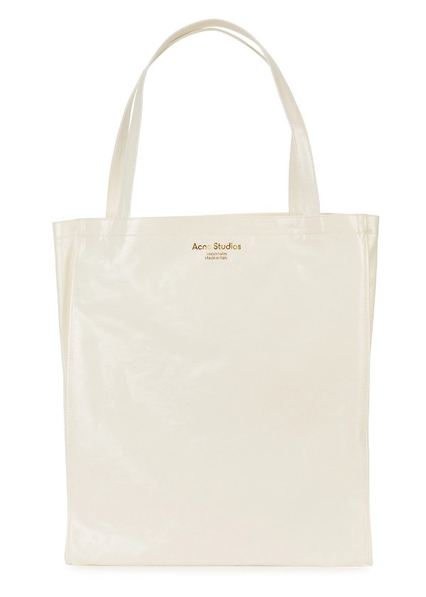 Audrey white coated canvas tote