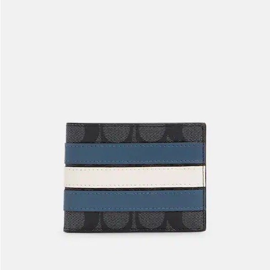 Slim Billfold Wallet In Signature Canvas With Varsity Stripe