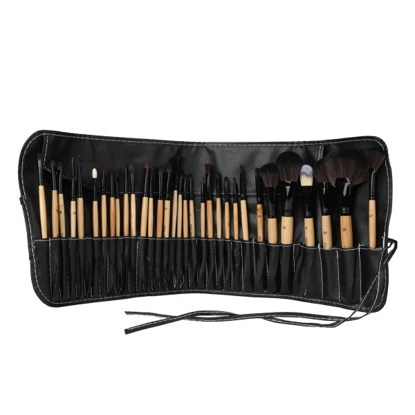 32-Piece Wood Makeup Brush Set