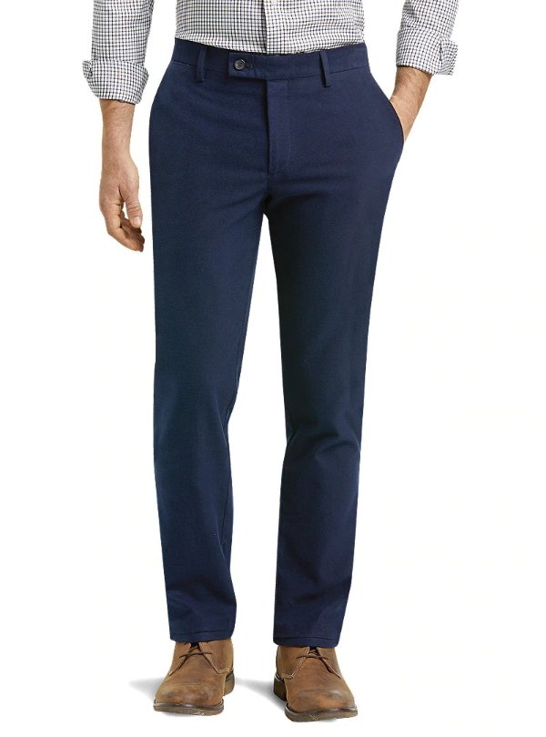 1905 Collection Moleskin Tailored Fit Flat Front Pants