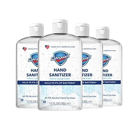 Safeguard Antibacterial Hand Sanitizer, Fresh Clean Scent, Contains Alcohol, 12 Oz (Pack of 4)