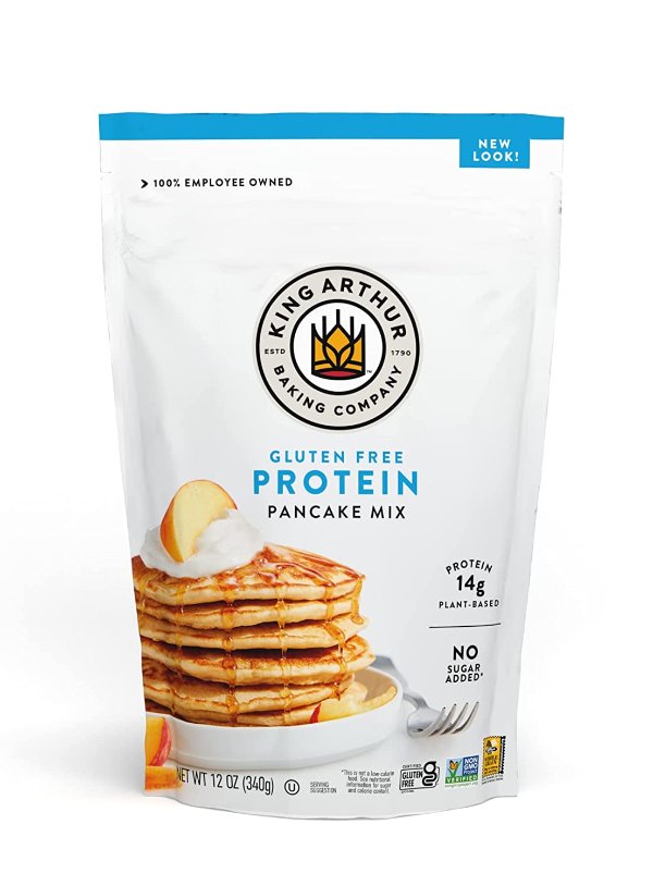 King Arthur Flour Gluten Free Protein Pancake Mix, Non-GMO Project Verified, No Sugar Added, Non-Dairy, 12 Oz