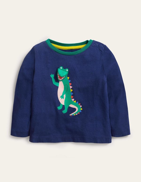 Lift-the-flap T-shirt - Starboard Blue Crocodile | Boden US