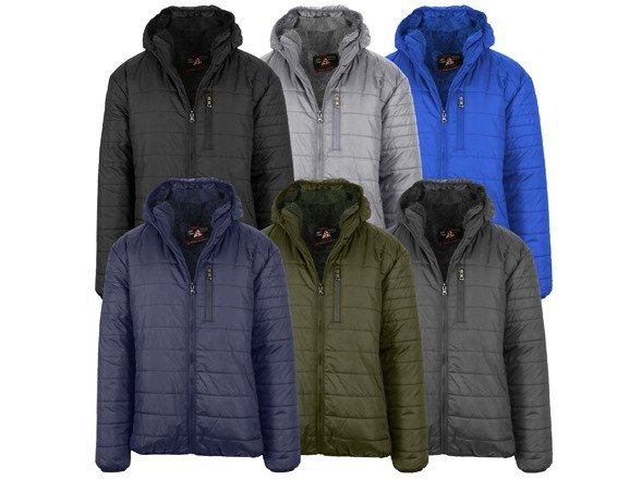 2-Pack Men's Sherpa Fleece-Lined Hooded Puffer Jacket (Sizes, S-2XL)
