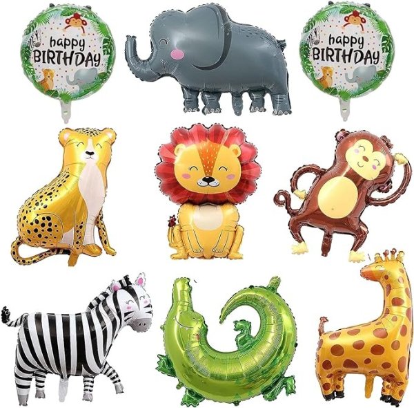 9 件装野生动物园丛林动物气球