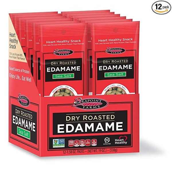 Sea Salt Dry Roasted Edamame, Healthy Snacks, 1.58 oz, 12-Pack
