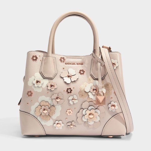 MERCER GALLERY SMALL CENTER ZIP SATCHEL BAG IN SOFT PINK DOUBLE SIDED MERCER PEBBLE LEATHER