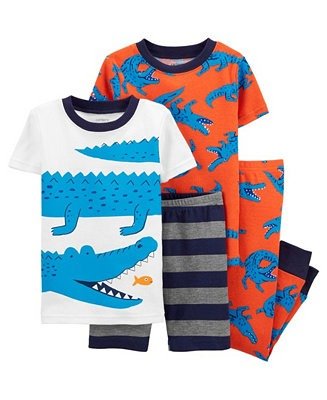 Baby Boys Alligator Pajama Set, 4 Pieces