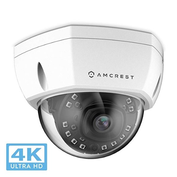 UltraHD 4K (8MP) Outdoor Security POE IP Camera, 3840x2160, 98ft NightVision, 2.8mm Lens, IP67 Weatherproof, IK10 Vandal Resistant Dome, MicroSD Recording, White (IP8M-2493EW)