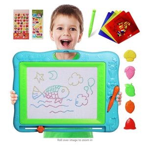 Gamenote Extra Large Magnetic Drawing Board 18×13 with Stamps & Stencils & Replacement Pen