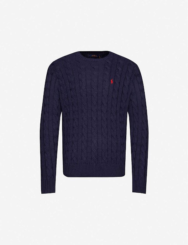 Logo-embroidered cotton-knit jumper