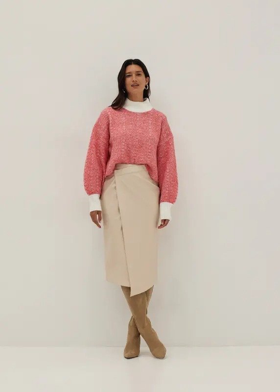 Marisol Herringbone Jacquard Wool Blend Sweater