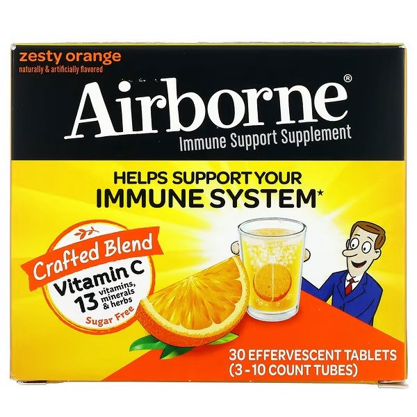 Immune Support Supplement, Zesty Orange, 3 Tubes, 10 Effervescent Tablets Each