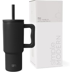 Simple ModernSimple Modern Kids 24 oz Tumbler with Handle and Silicone Straw Lid | Spill Proof and Leak Resistant | Reusable Stainless Steel Bottle | Gift for Kids Boys Girls | Trek Collection | Midnight Black