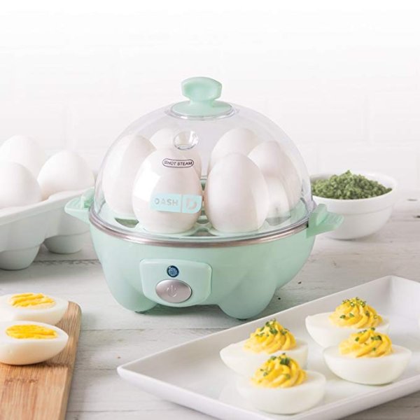 Rapid Egg Cooker: 6 Egg Capacity Electric Egg Cooker for Hard Boiled Eggs, Poached Eggs, Scrambled Eggs, or Omelets with Auto Shut Off Feature - Aqua