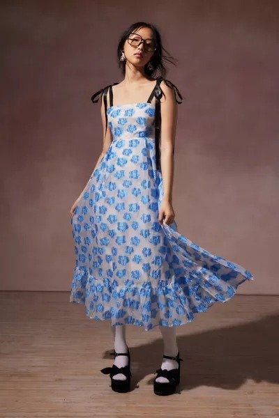 Sweep Jacquard Floral Midi Dress