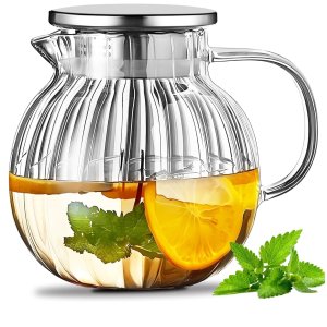 Dicosky Glass Teapot Stovetop & Microwave Safe, Borosilicate Glass Tea Kettle 44oz/1300ml