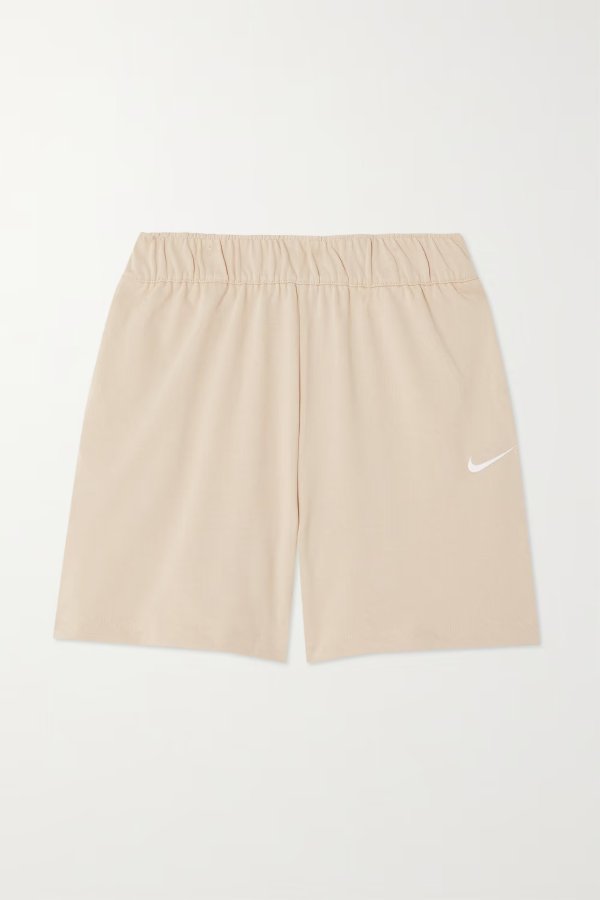 Cotton-twill and ribbed jersey shorts