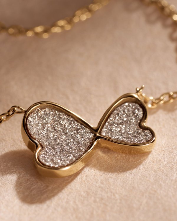 Sutton Classic Valentine Gold-Tone Stainless Steel Heart Station Necklace
