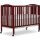 Full Size 2-in-1 Folding Stationary Side Crib in Cherry, Locking Wheels, Folds Flat for Storage, Comes with Teething Guard, Non-Toxic Finish