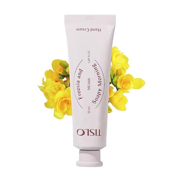 TISLO Perfumed Hand Cream, Freesia and Soapy Morning, Daily Moisturizer for Dry Hands, Non-Greasy, Intense Nourishing Lightweight Lotion Texture, 1.69 fl oz.