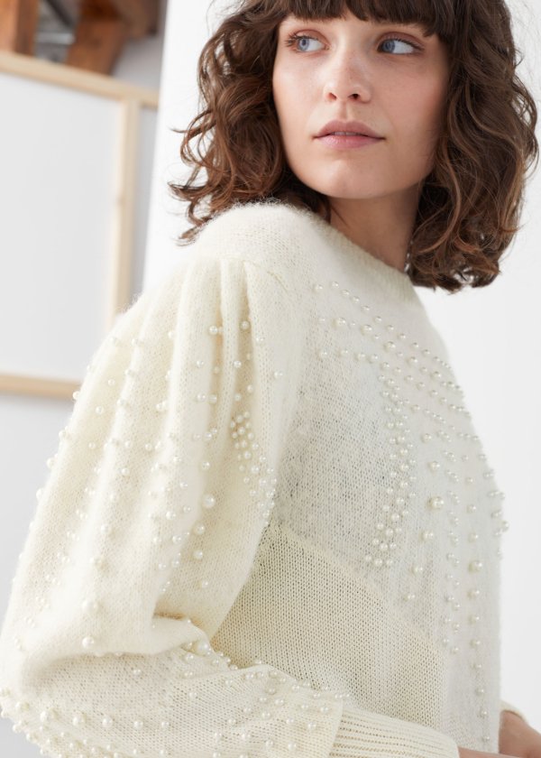 Pearl Embellished Knitted Sweater