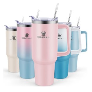 Soufull 40 oz Tumbler with Handle and Straw Lid