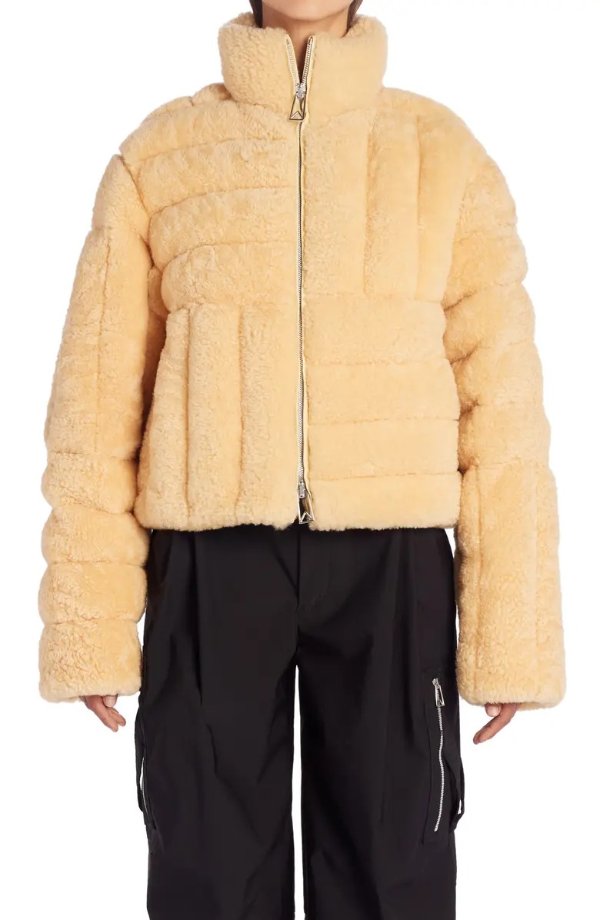 Intrecciato Quilted Genuine Shearling Jacket