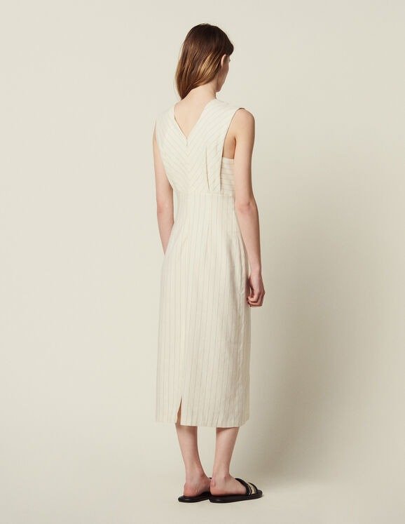 Midi-Length Pinstripe Dress