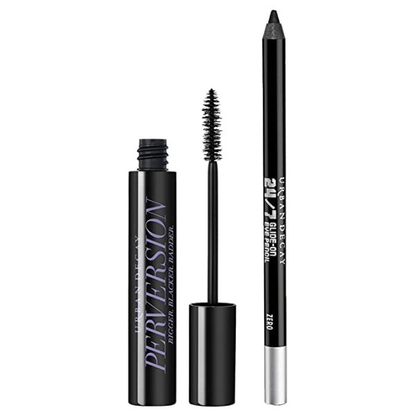 Decay Eye Makeup Set - Perversion Volumizing Mascara + 24/7 Glide-On Waterproof Eyeliner Pencil (Zero - Zealous Black with Cream Finish)