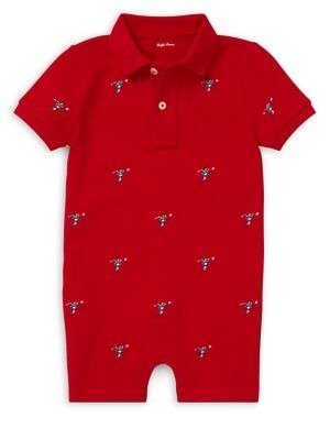 - Baby Boy's Rugby Kicker Embroidered Cotton Shortalls