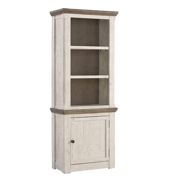 Havalance Modern Farmhouse Right Pier Cabinet, Shelves for Storage, Weathered Gray & Vintage White