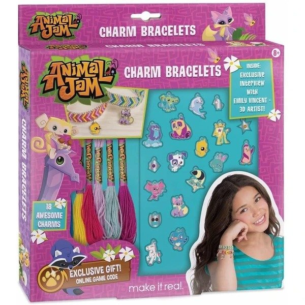 Make It Real - Animal Jam Charm Bracelets. DIY Animal Jam Themed Charm Bracelet Making Kit for Girls. Arts and Crafts Kit to Create Unique Tween Bracelets with Cord, Chains and Metallic Charms…