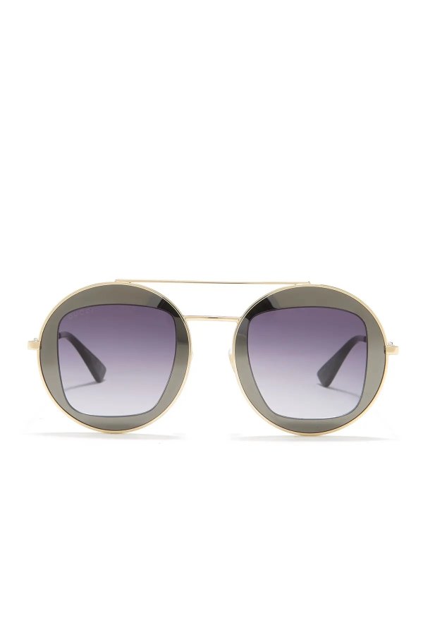 47mm Cutout Double Frame Round Sunglasses