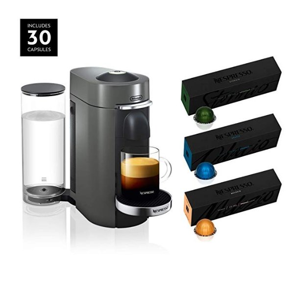Nespresso VertuoPlus Deluxe Coffee and Espresso Maker by De'Longhi, Titan, with Best-Selling Coffees