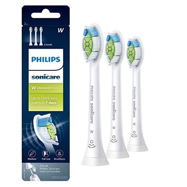 Sonicare DiamondClean Replacement Toothbrush Heads, HX6063/65, BrushSync Technology, White 3 Pack