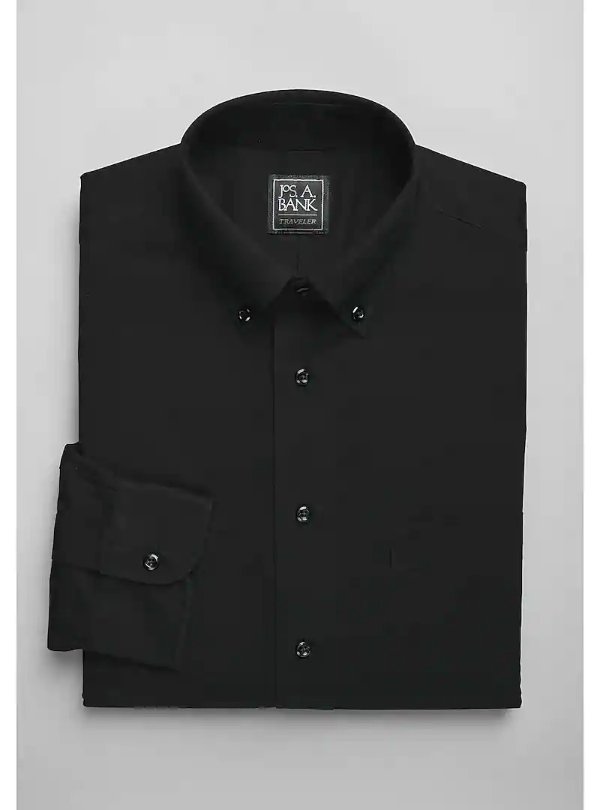 Traveler Collection Tailored Fit Button-Down Collar Solid Dress Shirt - Traveler Dress Shirts | Jos A Bank