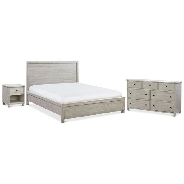Canyon White Platform 3-Pc. Bedroom Set (Queen Bed, Dresser & Nightstand), Created for Macy's