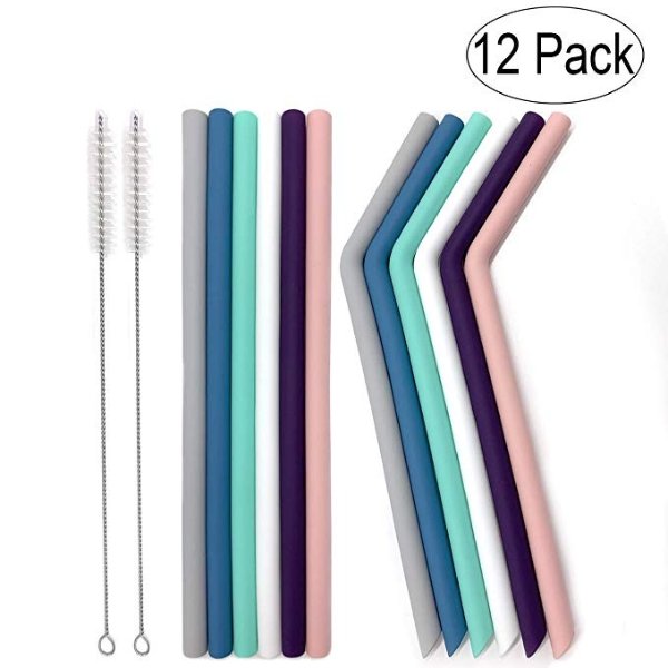 Set of 12 Big Silicone Straws for 30oz Tumblers Yeti/Rtic
