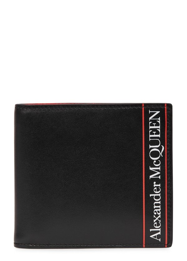 Black logo-print leather wallet