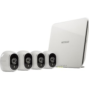 NETGEAR - Arlo Smart Home Indoor/Outdoor Wireless High-Definition Security Cameras (4-Pack) - White/Black