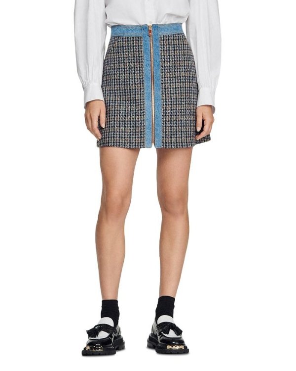Maryjane Denim Trim Tweed Skirt