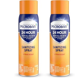 Microban 24 Hour Disinfectant Sanitizing Spray, Citrus Scent, 2 Count, 15 fl oz Each