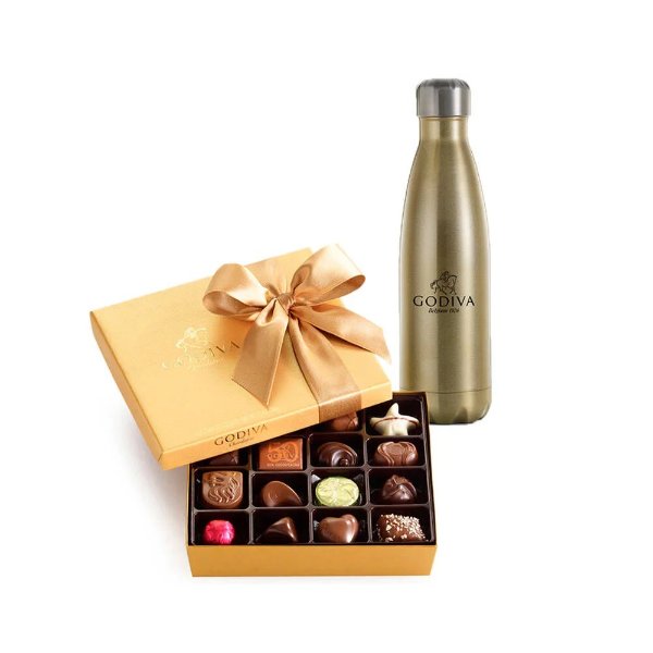 Godiva Godiva Water Bottle by S’well® with Assorted Chocolate Gold Gift
