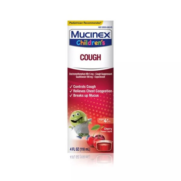 Children's Mucinex Cough Syrup - Dextromethorphan - Cherry - 4 fl oz
